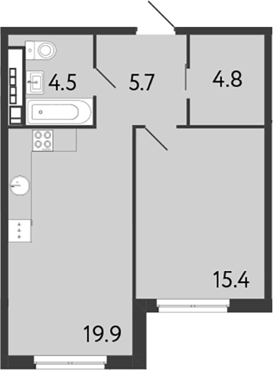 Планировка — Визионер, 2-комн., 50 м²