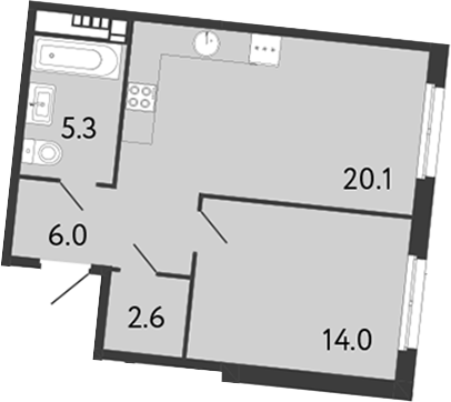 Планировка — Визионер, 2-комн., 48 м²