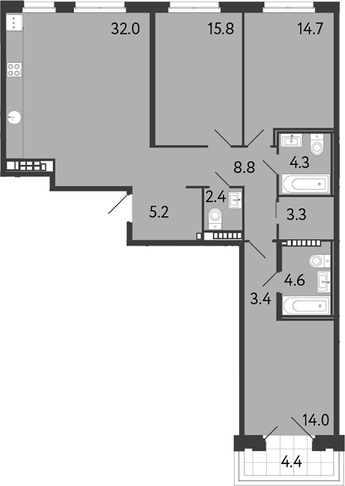 Планировка — Визионер, 4-комн., 109 м²