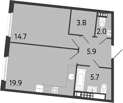 Планировка — Визионер, 2-комн., 52 м²