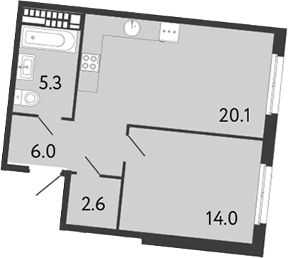 Планировка — Визионер, 2-комн., 48 м²