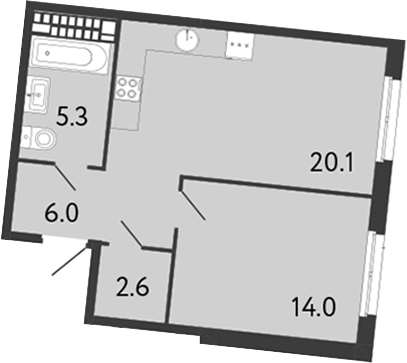 Планировка — Визионер, 2-комн., 48 м²