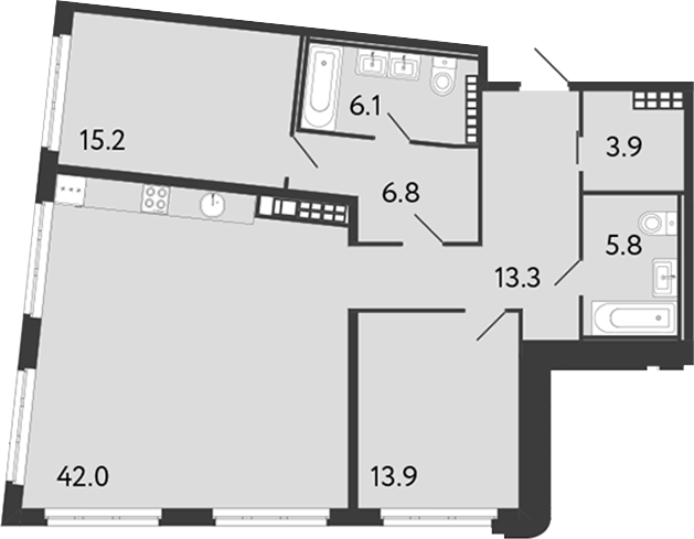 Планировка — Визионер, 3-комн., 107 м²