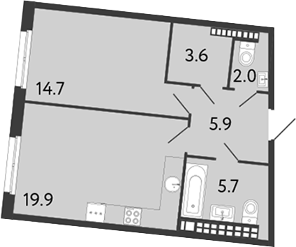 Планировка — Визионер, 2-комн., 52 м²