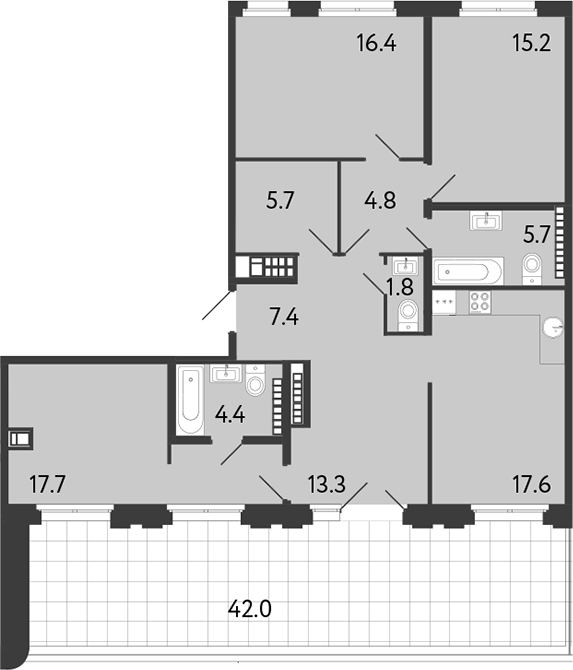 Планировка — Визионер, 4-комн., 110 м²
