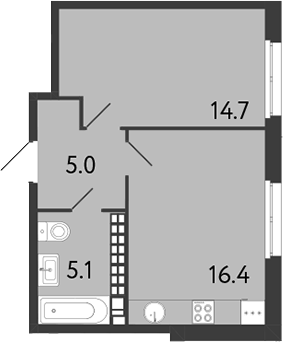 Планировка — Визионер, 2-комн., 41 м²