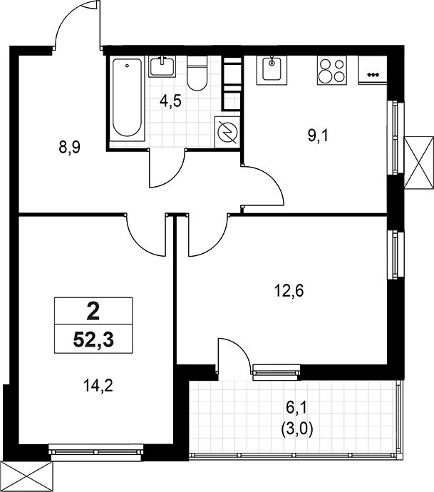Планировка — А101 Лаголово, 2-комн., 49 м²