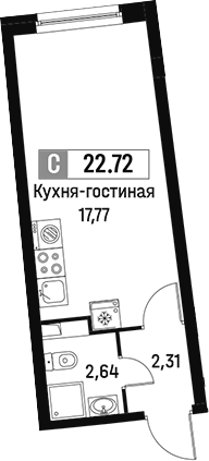 Планировка — Авиатор, Студия, 23 м²