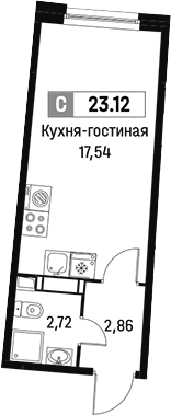 Планировка — Авиатор, Студия, 23 м²