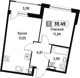 Планировка — Авиатор, 2-комн., 38 м²
