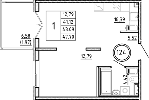 Планировка — Образцовый квартал, 2-комн., 41 м²