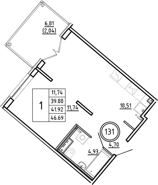Планировка — Образцовый квартал, 2-комн., 40 м²