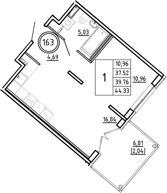 Планировка — Образцовый квартал, 2-комн., 38 м²