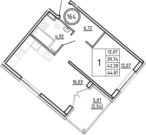 Планировка — Образцовый квартал, 2-комн., 40 м²