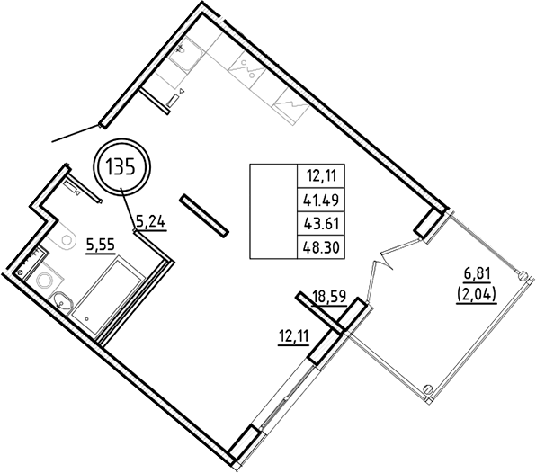 Планировка — Образцовый квартал, 2-комн., 42 м²