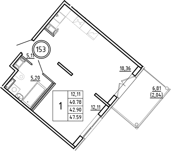 Планировка — Образцовый квартал, 2-комн., 41 м²