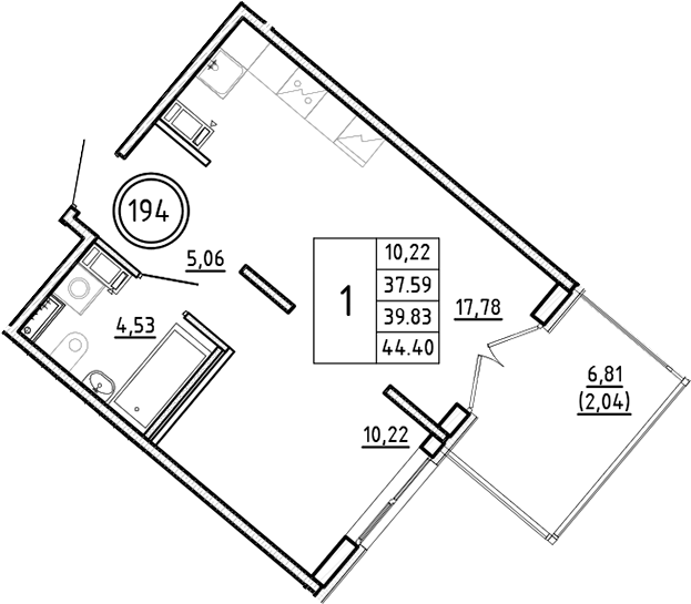 Планировка — Образцовый квартал, 2-комн., 38 м²