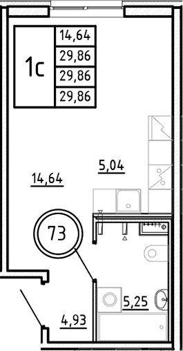 Планировка — Образцовый квартал, Студия, 30 м²