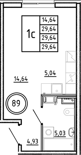 Планировка — Образцовый квартал, Студия, 30 м²