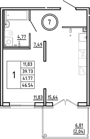 Планировка — Образцовый квартал, 2-комн., 40 м²