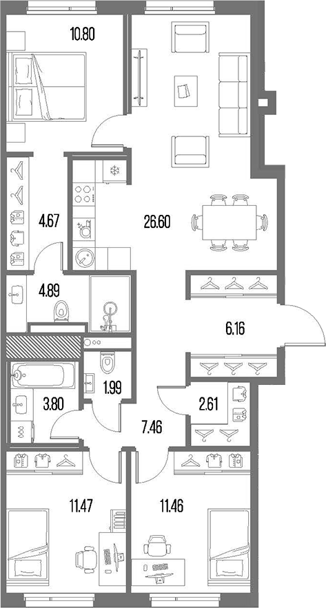 Планировка — Legenda Васильевского, 4-комн., 92 м²