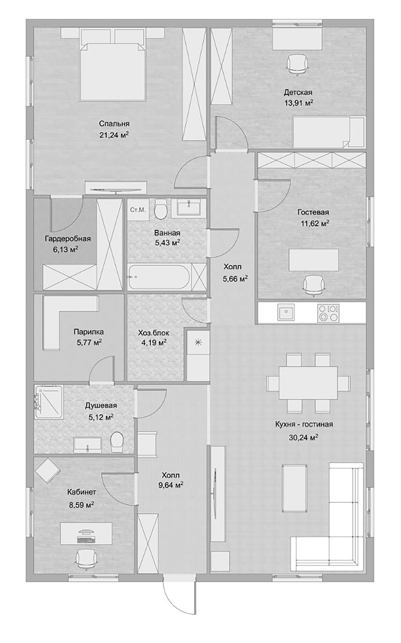 Планировка — Эко-поселок Островок счастья, 4-комн., 130 м²