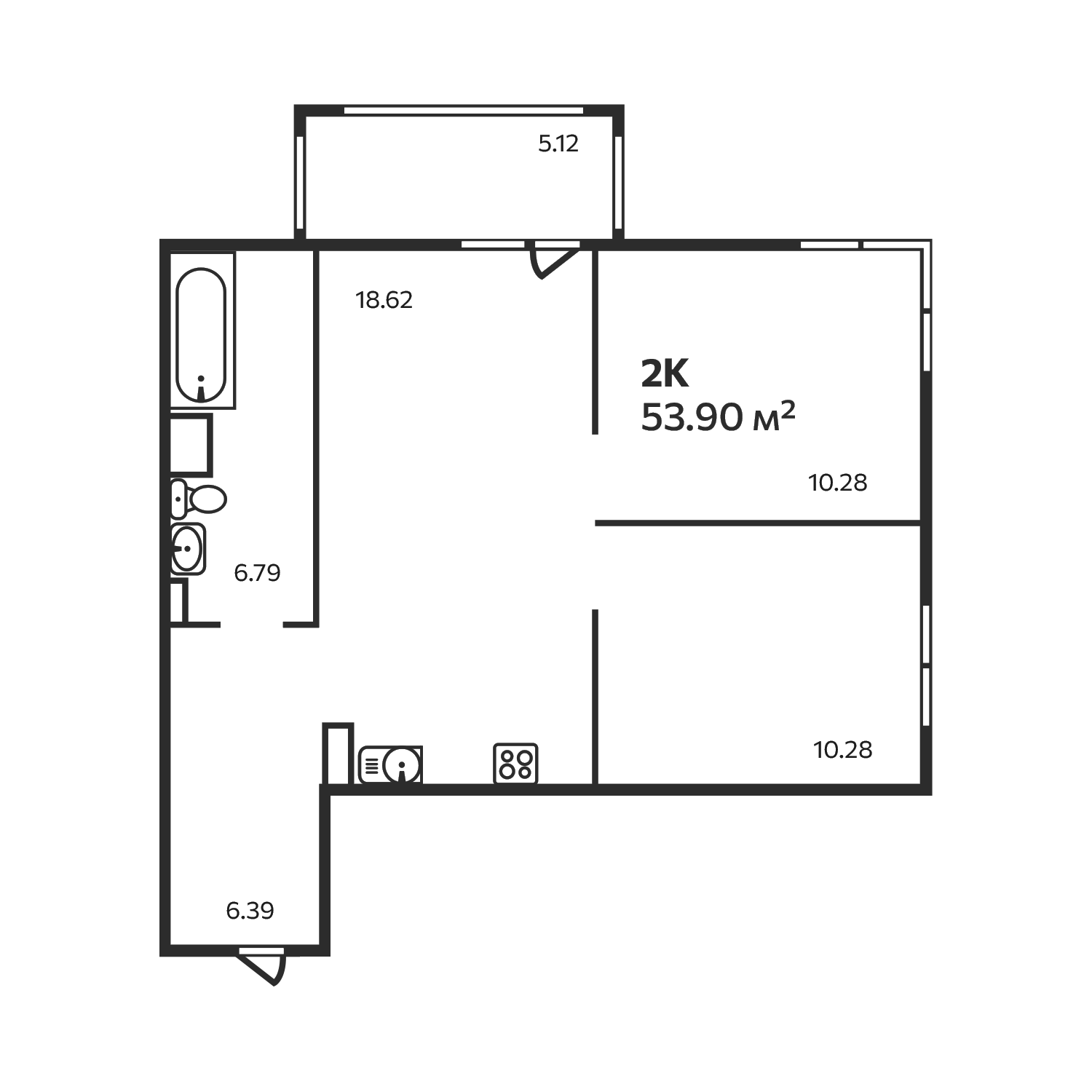 Планировка — Эдельвейс. Выборг, 2-комн., 52 м²