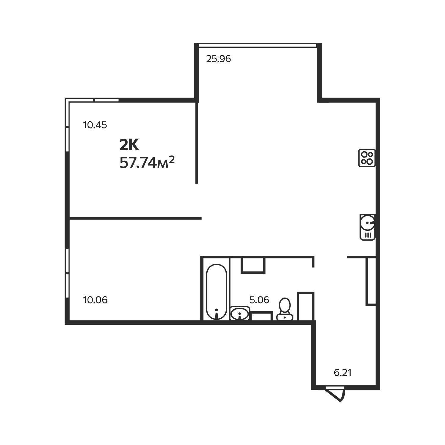 Планировка — Эдельвейс. Выборг, 2-комн., 58 м²