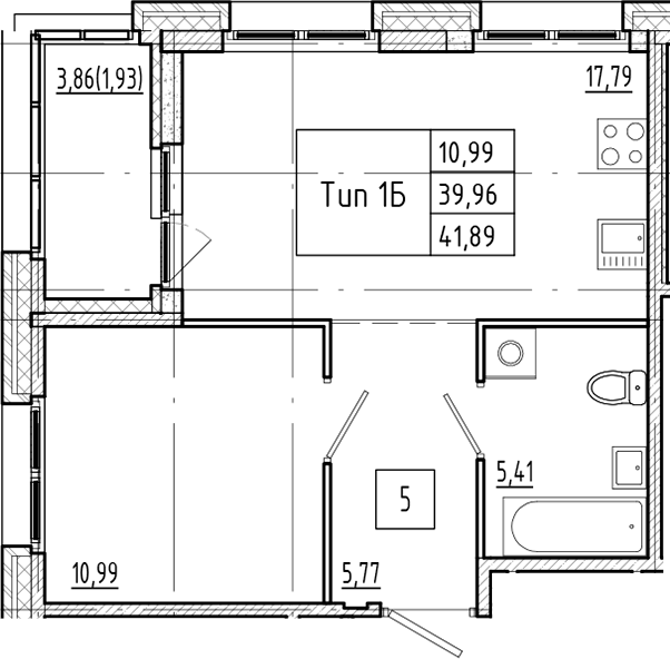 Планировка — Ranta Residence, 2-комн., 40 м²