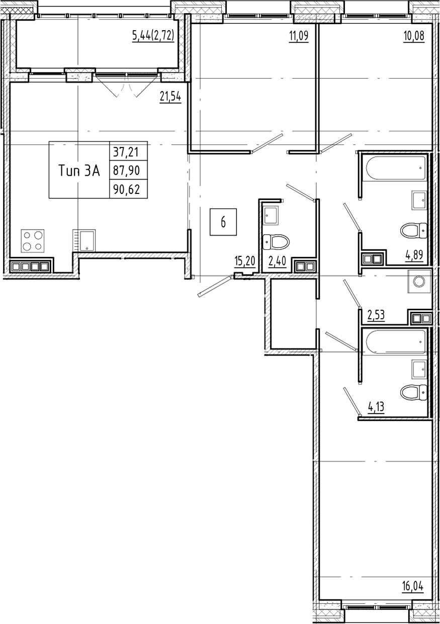 Планировка — Ranta Residence, 4-комн., 88 м²
