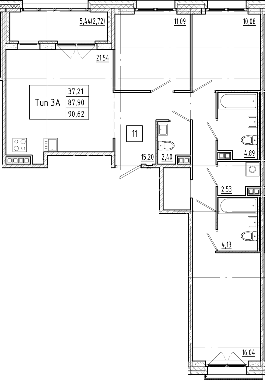 Планировка — Ranta Residence, 4-комн., 88 м²