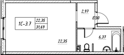 Планировка — Зум на Неве, Студия, 32 м²