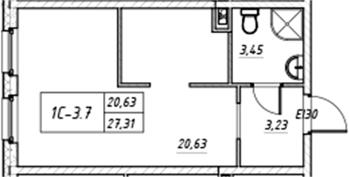 Планировка — Зум на Неве, Студия, 27 м²