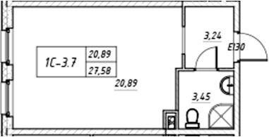 Планировка — Зум на Неве, Студия, 28 м²