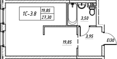 Планировка — Зум на Неве, Студия, 27 м²