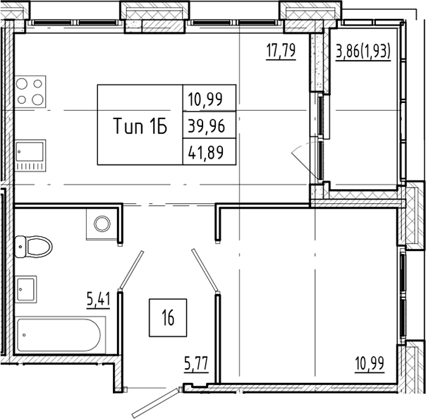 Планировка — Ranta Residence, 2-комн., 40 м²
