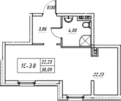 Планировка — Зум на Неве, Студия, 30 м²
