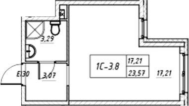 Планировка — Зум на Неве, Студия, 24 м²