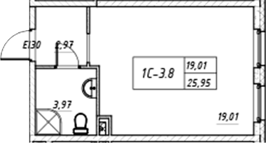 Планировка — Зум на Неве, Студия, 26 м²