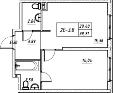 Планировка — Зум на Неве, 2-комн., 40 м²