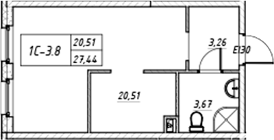 Планировка — Зум на Неве, Студия, 27 м²