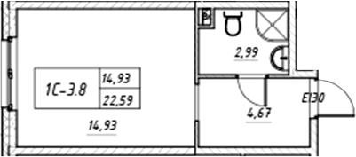 Планировка — Зум на Неве, Студия, 23 м²