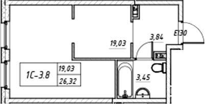 Планировка — Зум на Неве, Студия, 26 м²