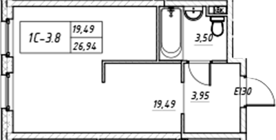 Планировка — Зум на Неве, Студия, 27 м²