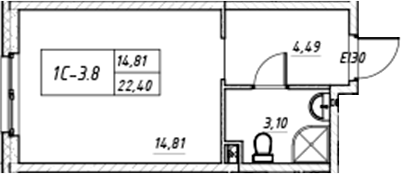 Планировка — Зум на Неве, Студия, 22 м²