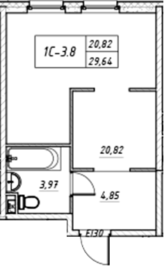 Планировка — Зум на Неве, Студия, 30 м²