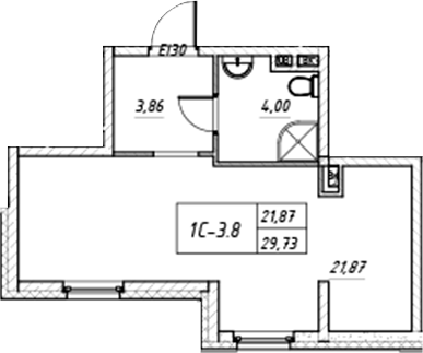 Планировка — Зум на Неве, Студия, 30 м²