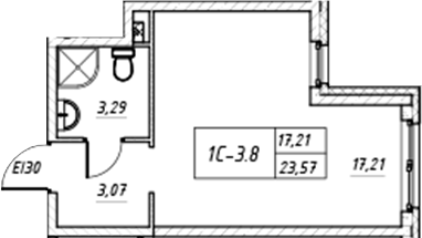 Планировка — Зум на Неве, Студия, 24 м²