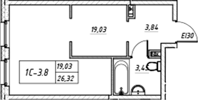 Планировка — Зум на Неве, Студия, 26 м²