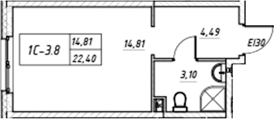 Планировка — Зум на Неве, Студия, 22 м²